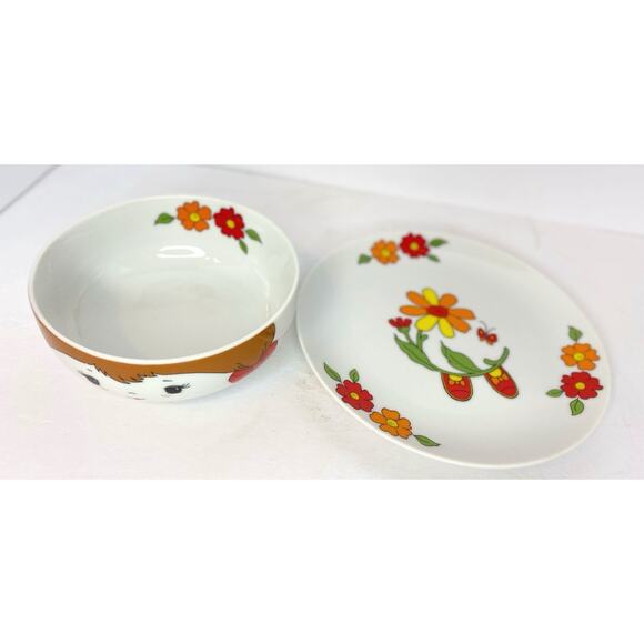 Fred Roberts 70s Farm Girl Stacking Porcelain Bowl Dish Set Japan Childs Vtg - Picture 5 of 13